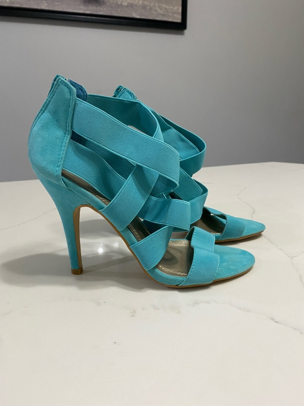 AKIRA Women’s Aqua Strappy Stiletto Sandals SZ 8